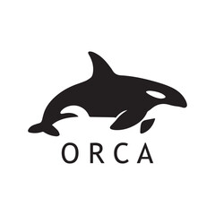 Artistic Orca Silhouette Design on Pure White Background