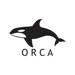 Simple Orca Whale Outline Logo in Black Only