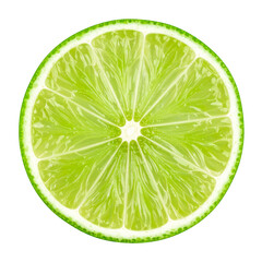 Fresh lime slices on a white background, highlighting their vibrant green color and juicy, healthy appeal