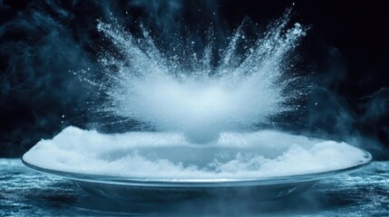 Water Droplet Colliding with Powder Creating Dramatic Splash Effect