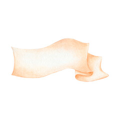 Watercolor papyrus ribbon. hand drawn scroll illustration. drawing of a blank manuscript for text. template with a banner in beige and brown tones. roll paper.