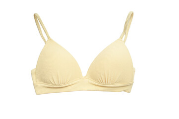 Yellow women's one-piece swimsuit,
Cream textured bikini set with rings on the bottom, isolated on...
