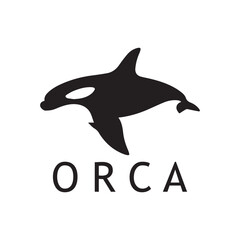 Obraz premium Orca Logo Featuring Powerful Pose and Curved Fin