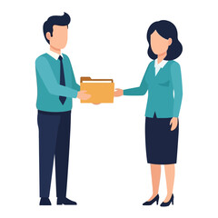 Obraz premium Handing Off Documents A Business Exchange of Information and Data, Promoting Teamwork and Collaboration in an Office Setting 
