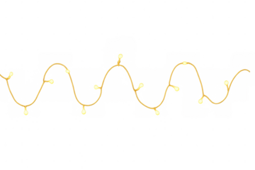 Wavy string of glowing lights adds a festive touch to transparent backdrop, perfect for christmas projects