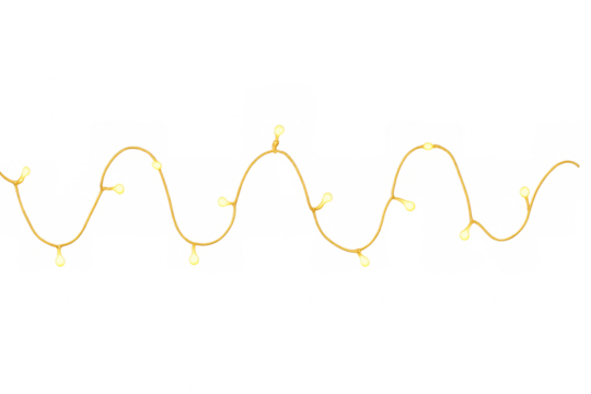 Wavy string of glowing lights adds a festive touch to transparent backdrop, perfect for christmas projects