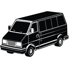 Delivery Van Silhouette Vector Icon on White Background

