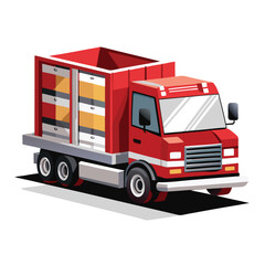 Heavy Duty Logistics Truck Delivery Icon Vector Illustration on White Background

