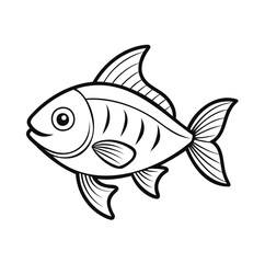 Fish Outline Vector on White Background – Minimal Marine Animal Line Art
