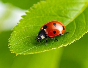 Ladybug on a vibrant green leaf (2)