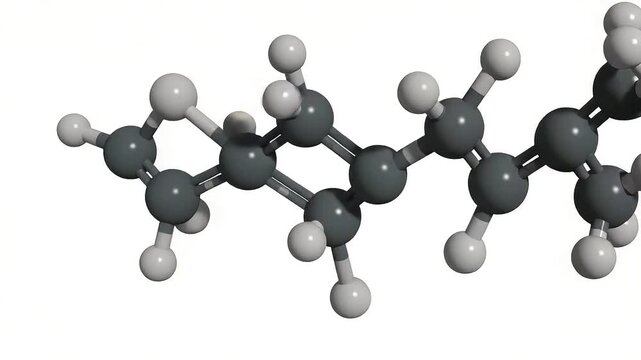Abstract 3D Render of Molecular Structure on White Background Showing Detailed Atom Arrangement and Chemical Bonds