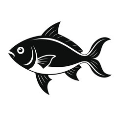 Fish Silhouette Vector on White Background – Minimal Marine Animal Icon