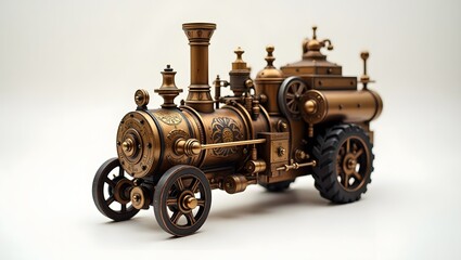 Futuristic Steampunk Vehicle on White Background — Digital Illustration