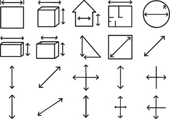 Geometric Shapes with Dimension Arrows measurement