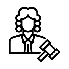 Judge outline icon. justice black line illustration.