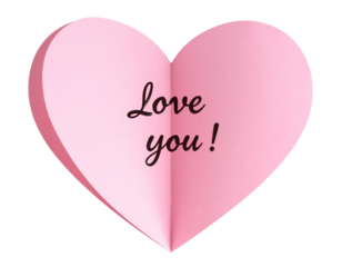 Heart-Shaped Sticky Note in Pastel Pink, Romantic Reminder Style, Angled View, isolated