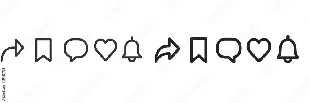 Poster different social media icons showing various actions and notifications in a simple layout representi
