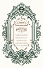 Illustration vintage engraving ornament frame. Perfect for certificates, invitations, or luxury branding.