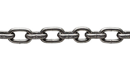 Metal Chain Links Connecting on Transparent Background Close Up
