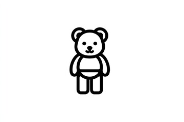 Obraz premium Cute Teddy Bear Toy with Black Outline on White Background for Children's Product Design