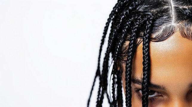 Woman showing her beautiful knotless braids hairstyle