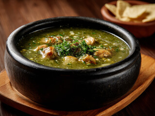 Traditional Chicken Pozole Verde with Fresh Ingredients
