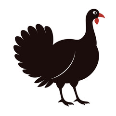 Turkey Bird Silhouette Vector Isolated on White Background