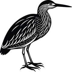 Elegant Bittern Bird Silhouette Icon Design.