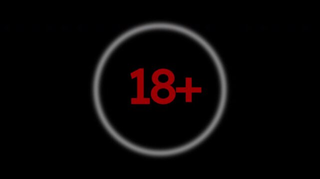 18+ Not Allowed Sign animation with bold red text inside a circle, perfect for restriction visuals, adult warning, or age limit symbols.