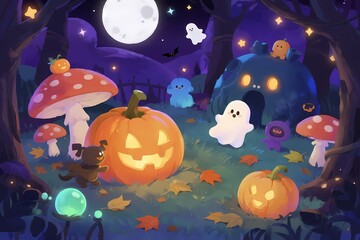 Spooky Halloween Elements with Festive and Creepy Atmosphere