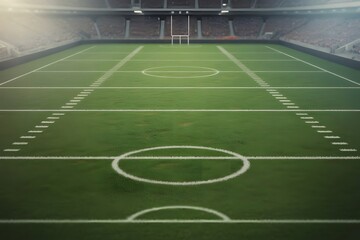 Fototapeta premium Highly Realistic 3D Football Field – Top View Stadium Grass Texture