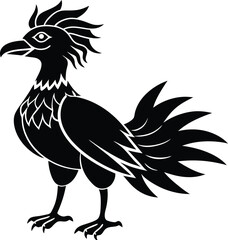 Elegant Secretary Bird Silhouette Icon.