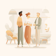 Office environment with a light breakfast break for relaxed work atmosphere