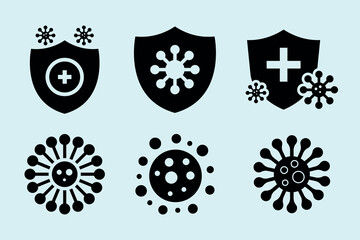 web virus solid icon set .Bacteria, microbe, virus, Coronavirus vector fill icon .vector illustration