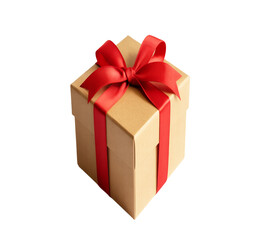 Obraz premium red gift box with ribbon isolated on a transparent background.