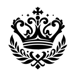 Fototapeta premium An ornate black and white crown adorned with a laurel wreath, symbolizing royalty and prestige