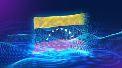 venezuela A futuristic digital background merging with a national flag symbol, representing the concept of technology, innovation, and digital transformation while preserving cultural identity.