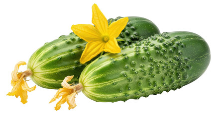 Isolated Fresh Cucumbers with Flower
