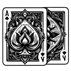 Obraz premium An ornate ace of spades playing card is displayed with a second card partially visible behind it