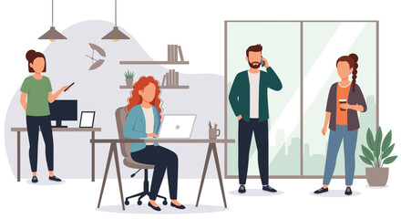 Diverse team working in a modern office, ideal for website banners or business presentations.