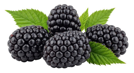 Isolated Blackberries with Leaves