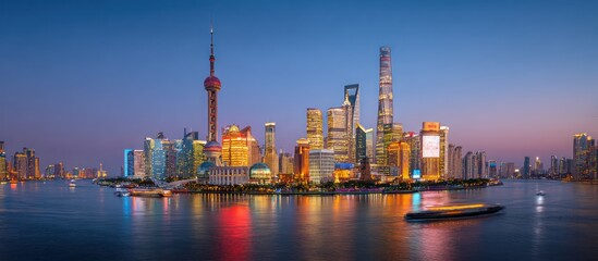 Obraz premium Shanghai skyline at twilight