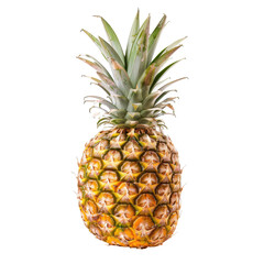 Fototapeta premium Single pineapple, vibrant yellow-gold skin,?green crown