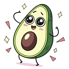 Happy avocado character dancing with joy and excitement vector