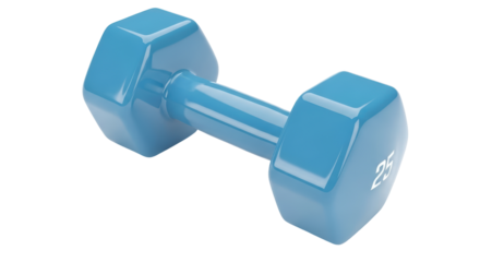 Isolated Light blue dumbbell 25 lbs