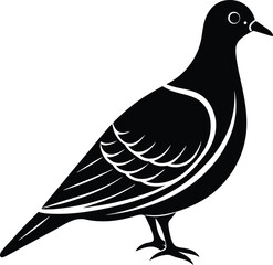 Minimalist Turtledove Bird Silhouette Icon.