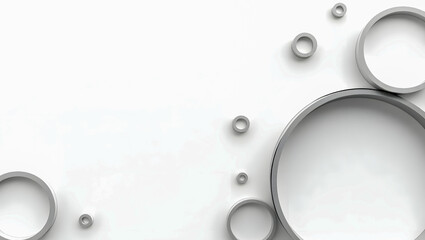 Minimalist Wallpaper of Monochrome Circles and Lines on Pure White Canvas, 4K