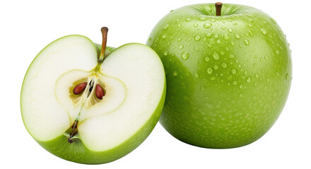Isolated Fresh Green Apples Halved