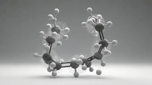 Molecular Structure Rendered In Gray Tones Against A Neutral White Background Showing Orbital Representation