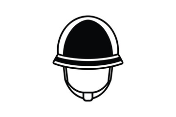 Fototapeta premium Simple Black and White Jockey Helmet Illustration with Chin Strap and Classic Design Minimalist Silhouette minimalist jockey helmet featured striking black white silhouette